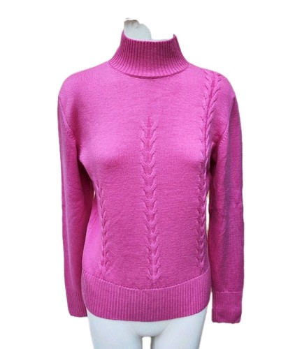 Pullover dolcevita rosa - , trecce