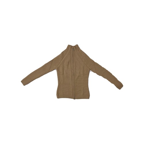 Cardigan donna beige con zip - cardigan,