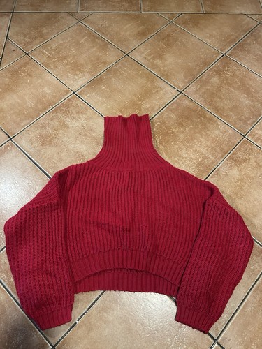Maglione donna rosso coste - maglione,